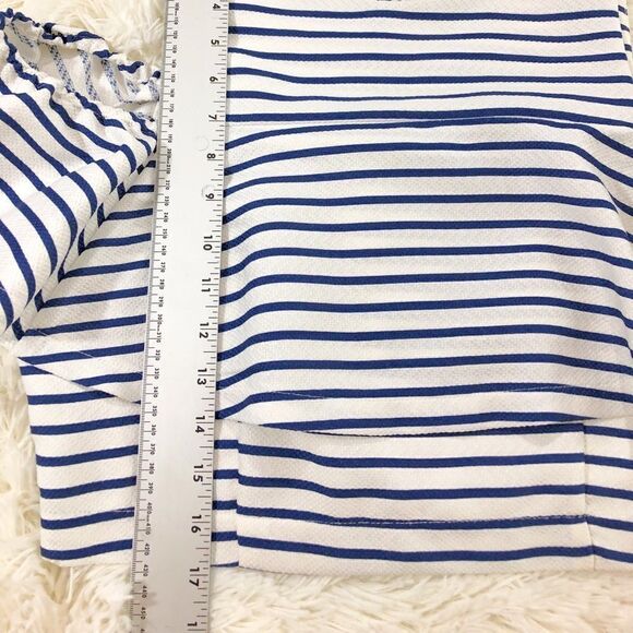 JOA white blue striped croptop cold shoulder Large - Picture 4 of 7